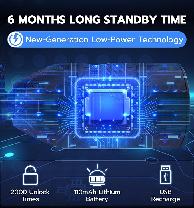 Anweller Scooter Chain Lock, Electric Scooter Accessories, Fingerprint Keyless Biometric Smart Bluetooth App Electronic Digital Heavy Duty Anti Theft Bike Lock
