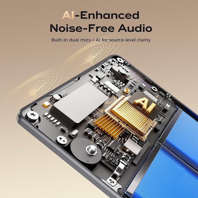 Dasit Note Pro AI Voice Recorder, Transcribe & Summarize with AI, App Control, Note Taker for Meetings & Calls, Supports 112 Languages, Ultra-Slim w/OLED Display, Case Included, Grey