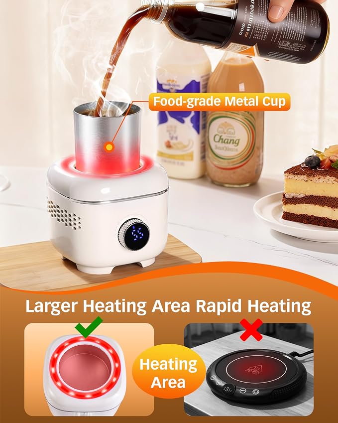 Coffee Warmer with Mood Light,Tea Warmer with Thermal Cover, 2-in-1 Coffee Mug Warmer for Desk(Cooling&Heating),Electric Coffee Mug Warmer for Coffee Tea Juice Yogurt -White
