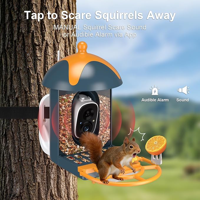 Smart Bird Feeder with Camera Outdoor Birdhouse: AI Identifies 11000+ Species, 2K HD with Arrival Alerts, Attracts Hummingbirds, Dual Squirrel-Proof, Solar Powered, Gifts for Bird Lovers Mom Dad(Blue)
