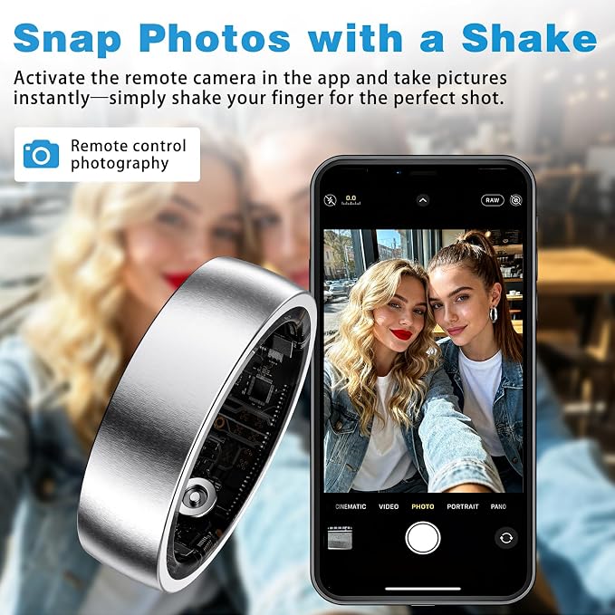 Smart Ring for Women, Stylish Fitness Tracker with Heart Rate, SpO2, Sleep Monitoring, Step Monitor, Calorie Counter, IP68 Waterproof (Silver 14)