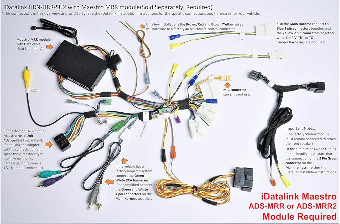 Idatalink Maestro HRN-HRR-SU2 T-Harness for Select Subaru Vehicles 2012+, Replace The Factory Radio While retaining Steering Wheel Controls & use of amp (ADS-MRR or ADS-MRR2 Module Required)