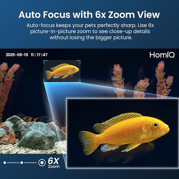 3MP 2K Aquarium & Terrarium Pet Camera.Install &Close-Focus Lens for Fish,Lizard, Reptile Pet and Window Bird Feeder,2.4GHz & 5GHz WiFi,Auto-Focus,24/7 Recording
