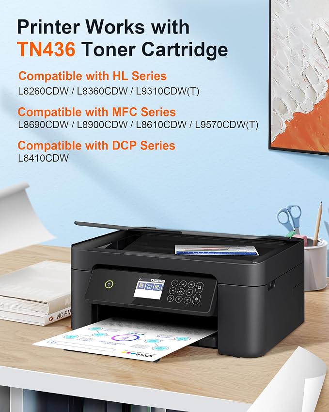 TN436 TN433 Toner Cartridge Set Compatible Replacement for Brother TN436 TN436BK TN433 TN431 TN-436 Toner Use for MFC-L8900CDW HL-L8360CDW HL-L8260CDW MFC-L8610CDW ( Black, Cyan, Magenta, Yellow )