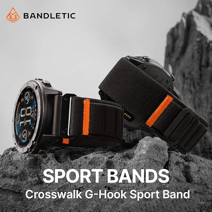 Bandletic Compatible with Garmin Fenix 5x Watch Band - 26mm Quick Fit Soft Sport Bands with G-Hook for Fenix 8 51mm/7X 6X Pro/5X Plus/Instinct 2X Solar/Enduro/Quatix/Tactix/Epix Pro2/D2 Bravo/Descent