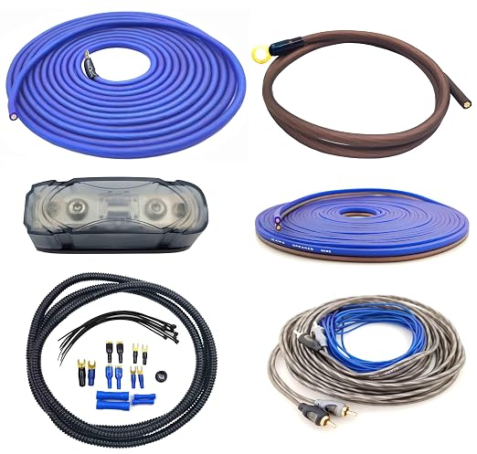 True 8 Gauge 100% Copper Amplifier Wiring Kit | 8 AWG (American Wire Guage) OFC | for Automotive Boat Car Audio Subwoofer Amp Install (incl Ground & Power Cable, RCA, Speaker, Remote Wires)