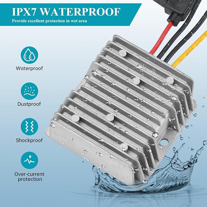 20-90V to 12V 20A 240W Waterproof DC-DC Buck Converter with Fuse | Step Down Converter for Automotive, Led Lights, Construction Sites, Tools