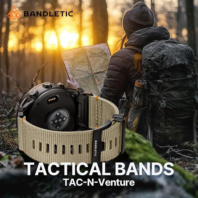 Bandletic Compatible with Garmin Instinct Watch Bands - 22mm Quick Fit Rugged Nylon Replacement Band for Fenix 8 E 47mm/7 6 Pro/5 Plus/Instinct 2 3 E 45mm/Forerunner 970 965/Approach S70 S62/Epix Pro