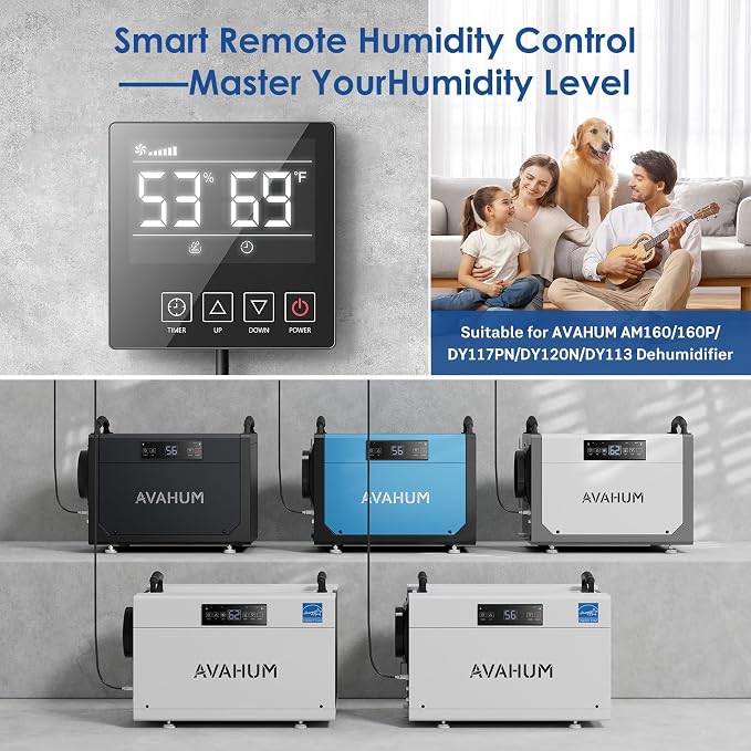 Remote Controller for Crawl Space Dehumidifier, Digital Humidity Control Timer, Adapt Humidity for Model DY113N/DY117PN/DY120N/AM160/AM160P