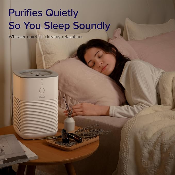 LEVOIT Air Purifiers for Bedroom Home, AHAM VERIFIDE, Freshens Small Room with Aroma Pad, For Smoke, Pollen, Pet Dander, Odor, Dust, Office, Desktop, 1 Pack, White