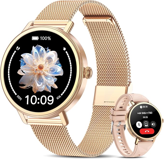 Smart Watch for Women, Answer/Make Call, 1.26" AMOLED Touchscreen Fitness Tracker with Bluetooth Calls, Heart Rate/Sleep Monitor, 120+ Sports Fitness Watch, IP68 Waterproof Smartwatch for Android iOS