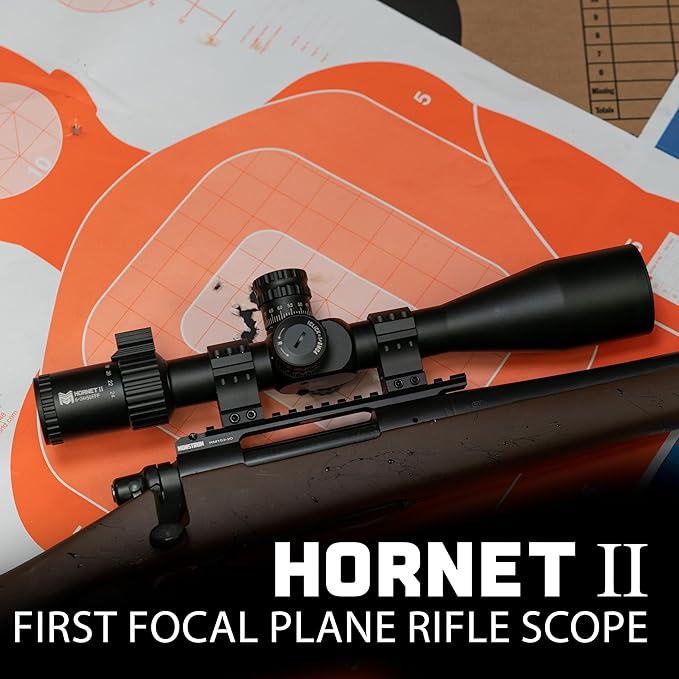 Monstrum Hornet II 6-24x50 FFP Rifle Scope | Includes Zero Stop, Scope Level, and Detachable Sunshade