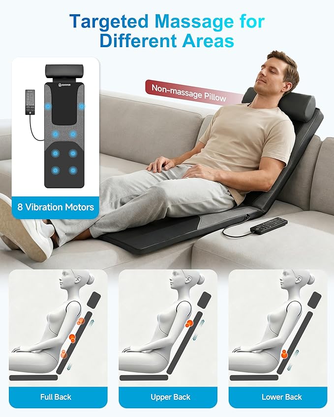 COMFIER FSA Full Body Massage Mat with Heat,HSA Eligible Shiatsu Back Massager for Pain Relief Deep Tissue Kneading&Vibration,Heating Chair Massage Pad for Recliner Sofa Bed,Mother‘s Day Gifts for Mom
