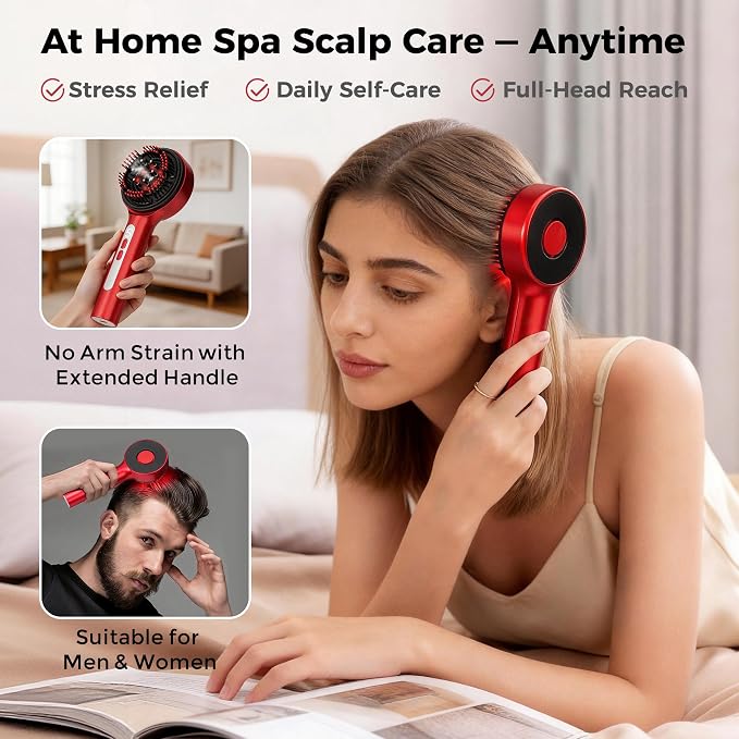 Electric Scalp Massager, 5-in-1 Scalp Spa Device with Clean Water Mist Reservoir, 3D Deep Kneading Massage, USB-C Rechargeable, Portable Scalp Care Tool