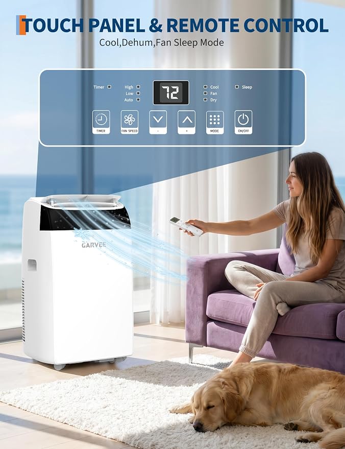 Garvee 14K BTU Portable AC 3 in 1 Follow Remote Win Kit 750 sqft Large Room