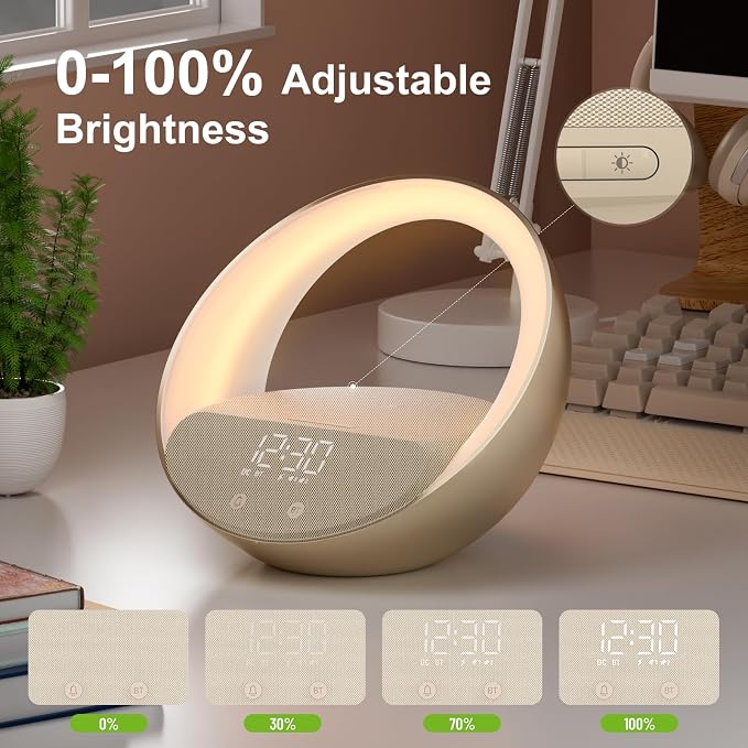 Bluetooth Speaker, 15W Fast Wireless Charging for Bedroom, Adjustable LED Night Light, 10W Portable Wireless Audio, Bluetooth 5.3 Speakers Wireless for iPhone, 2400mAh