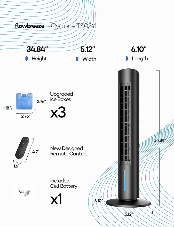 Windowless Portable Air Conditioner, 35.1" Evaporative Air Cooler for Room No Window, 7H Timer, 4 Modes, Remote Control, 140° Max Oscillating, Large Water Tank, Quiet AC Unit for Bedroom, Black