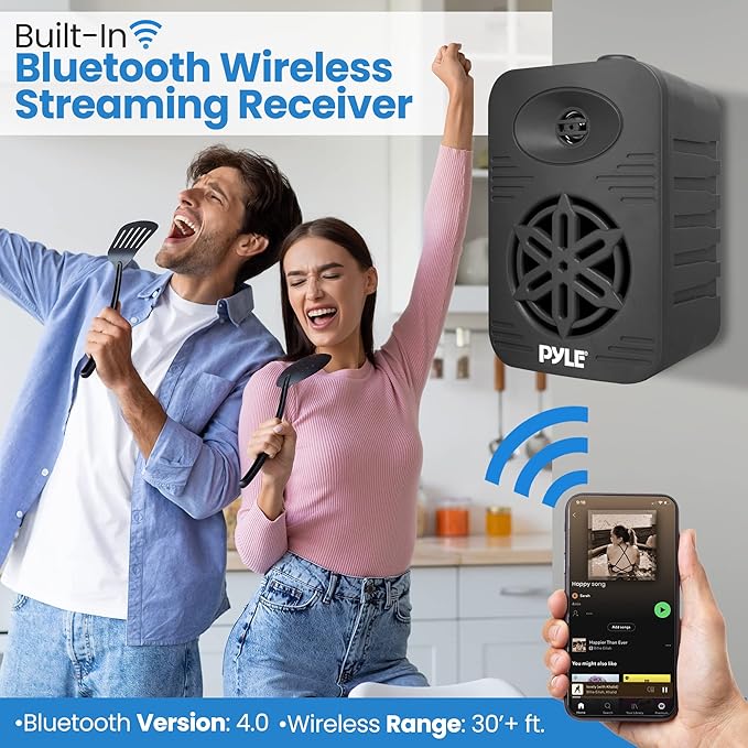 PyleUsa Bluetooth Indoor Outdoor Speakers Pair - 500 Watt Dual Waterproof 5.25” 2-Way Full Range Speaker System w/ 1/2” High Compliance Polymer Tweeter - Home, Boat,Deck, Patio, Poolside - PDWRBT56BK