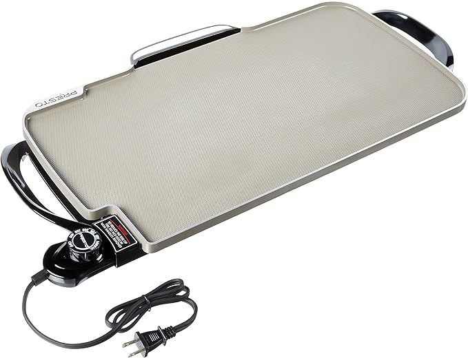 Presto 07062-22-Inch Ceramic Removable Handles Electric Griddle, Grey Ceramic