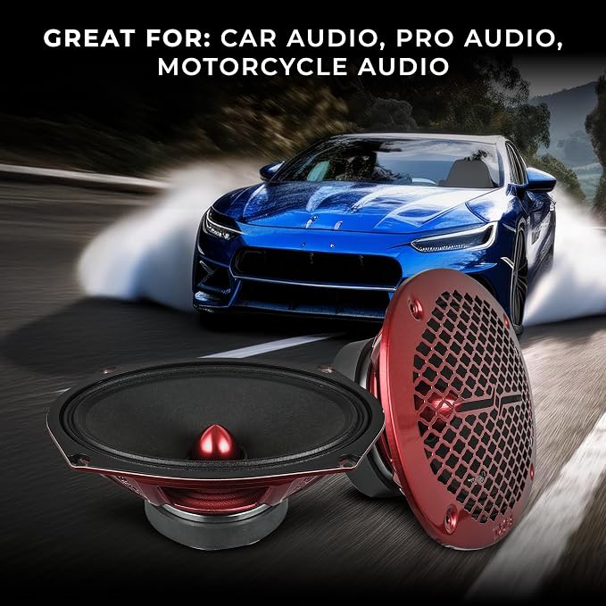DS18 PRO-X694 BM Loudspeaker - 6x9, Midrange, Red Aluminum Bullet, 400W Max, 200W RMS, 4 Ohms - Premium Quality Audio Door Speakers for Car,Truck and Motorcycle Stereo Sound System (1 Speaker)