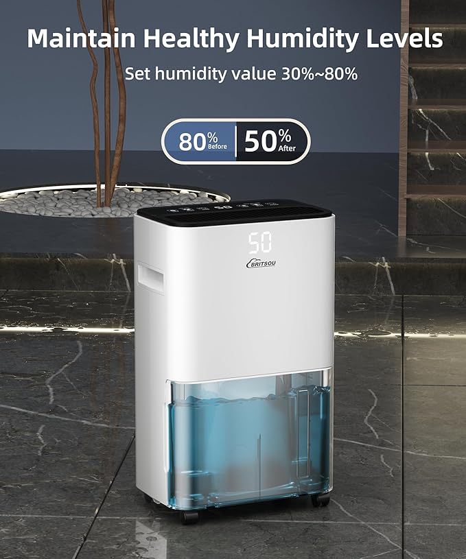 34 Dehumidifier for Basement and Bedroom, Covers 3500 Sq.Ft with Drain Hose, Smart Operation with 3 Modes - Ideal for Home, Bathroom, Garage.