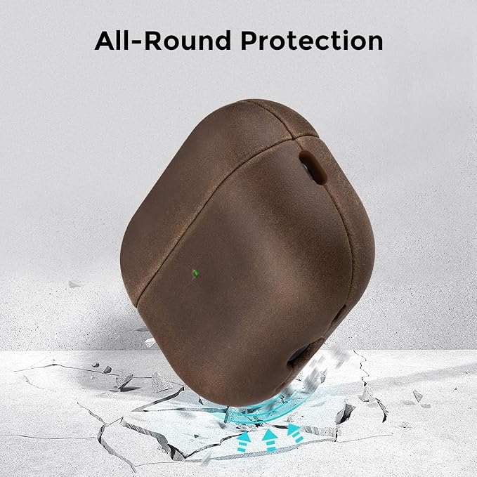 for AirPods Pro 2 Case Crazy Horse Leather, Handcrafted Vintage Genuine Leather Shockproof Protective Cover Accessories with Lanyard Compatible with AirPods Pro 2nd/1st Generation