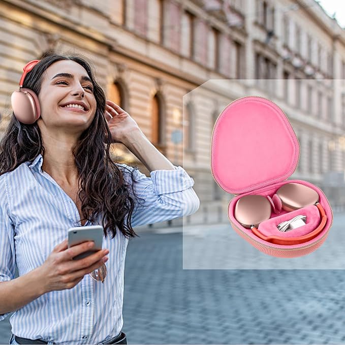 co2CREA Hard Case with Sleep Mode Replacement for Apple AirPods Max 2 / AirPods Max Wireless Over-Ear Headphones (Rose Pink Case)