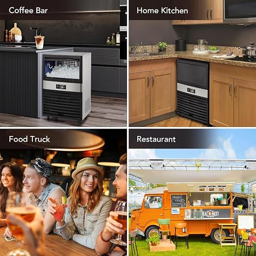 GarveeTech Commercial Undercounter Ice Maker 160 LB/24H - Stainless Steel Freestanding w/40 LB Storage，5x12 Cylinder Ice Cube Production for Restaurants/Bars