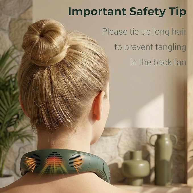 Neck Fan - Portable Personal Fan with Cooling Plate,Operated Wearable Rechargeable Fan with 5200mAh Lithium Battery,Neck Air Conditioner,3 Cooling Level&3 Speeds Level,Gifts for Women Men(Green)