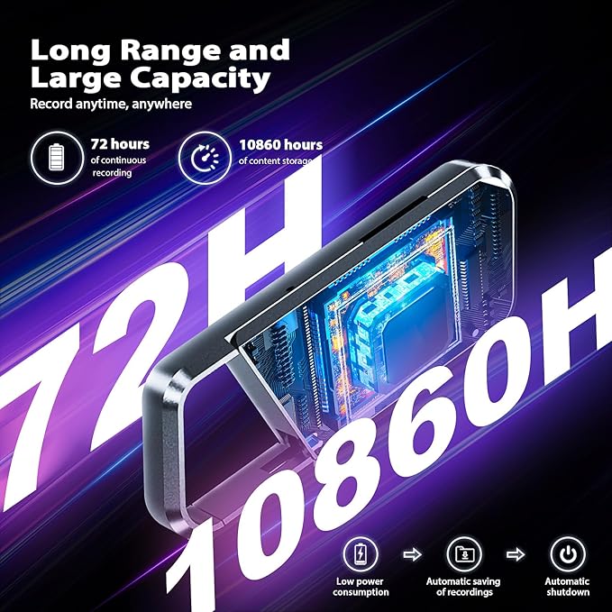 76GB Voice Activated Recorder - 10860H Recording Device with Noise Reduction DSP 6.0 Portable Audio Recorder for Lecture & Meeting - Digital Vioce Recorder with Playback