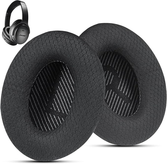 QuietComfort 35 / QC 35ii Replacement Ear Cushions for Bose Headphones, Compatible with Bose QC45 QC35 QC25 QC2 QC15 / Around-Ear 2 AE2i AE2w / SoundTrue and SoundLink Series (Black)