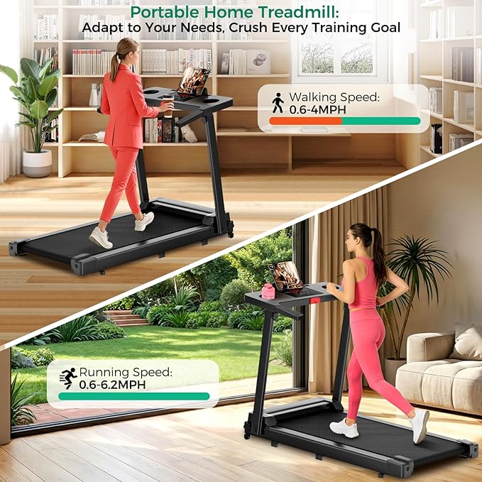 Walking Pad Treadmill with 8% Incline, 0.6-3.8MPH Foldable Treadmills with Remote for Small Home, 3.0HP Compact Walking Pad with Handle Bar, Easy Assembly, 350 LBS