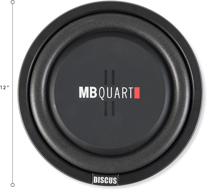 MB Quart DS1-304 Discus Shallow Mount Subwoofer (Black) – 12 Inch Subwoofer, 600 Watt, Car Audio, 2 Inch Voice Coils, UV Rubber Surround, Best in Sealed Enclosures