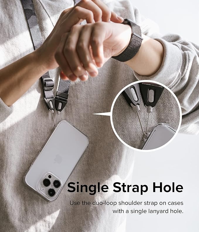 Ringke Shoulder Strap for Camera and Phone Strap, Designed for iPhone 17 Case, Adjustable Sturdy Universal Crossbody Lanyard - Camo Black