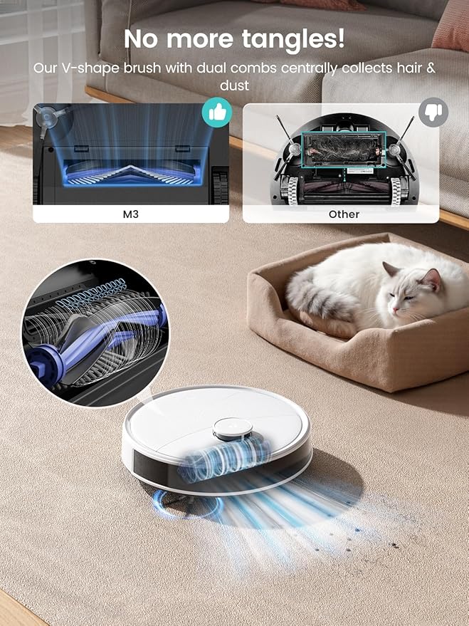 Lefant Robot Vacuum and Mop, 12000Pa Suction,Multifunctional Dock with Hot Water Self-Cleaning&Drying, Obstacle Avoidance,90-Day Self-Emptying, 5G WiFi Alexa/APP/iWatch Control, M3