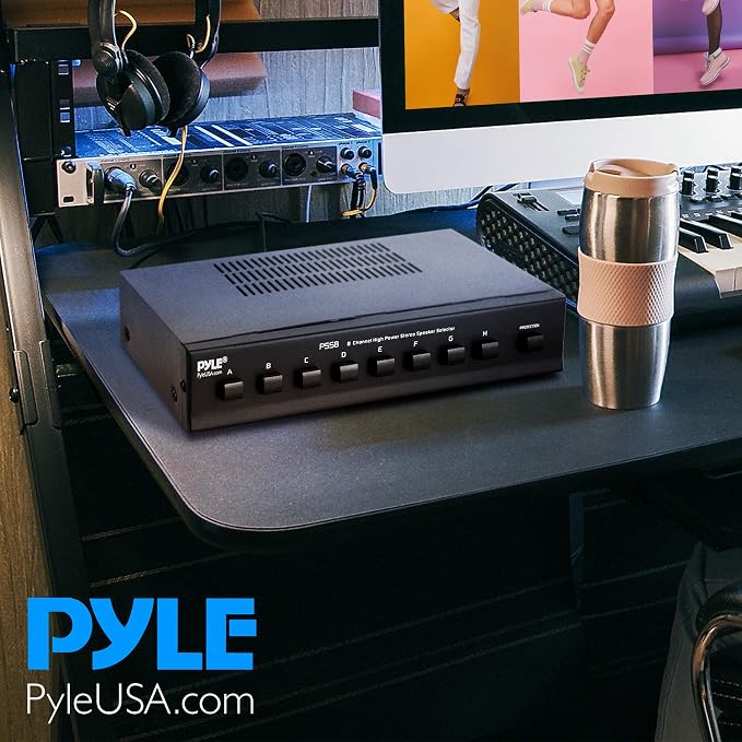 Pyle Premium New and Improved 8 Zone Channel Speaker Switch Selector Hub Distribution Box for Multi-Channel High Powered Stereo Amplifier A/B/C/D Switches | 8 Pairs Of speakers - PSS8