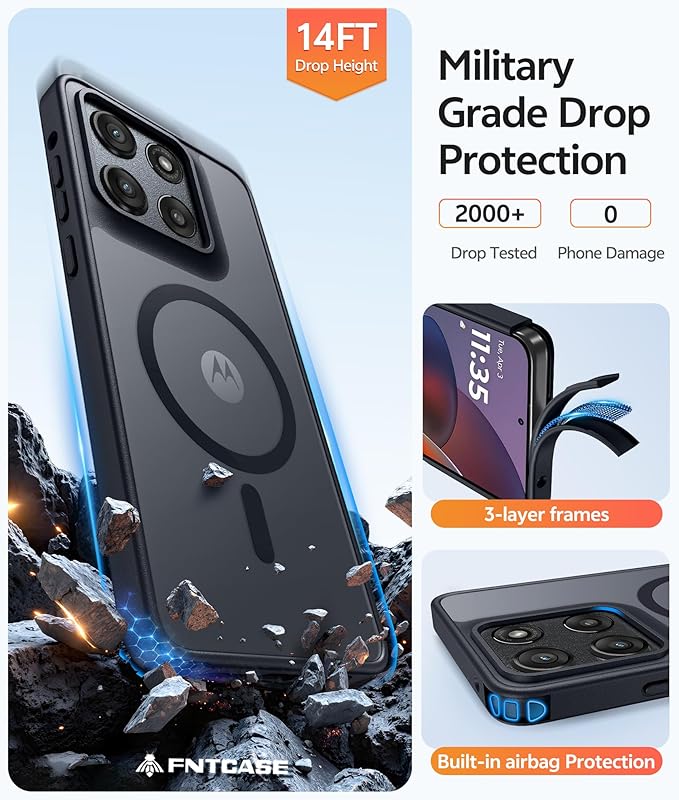 FNTCASE for Moto G Stylus 5G 2026 Case: Motorola G Stylus 2025 Case Magnetic Translucent Matte Shockproof Slim Phone Cover - Military Grade Drop Proof Anti-Fingerprint Protective Case (6.7 inch/Black)