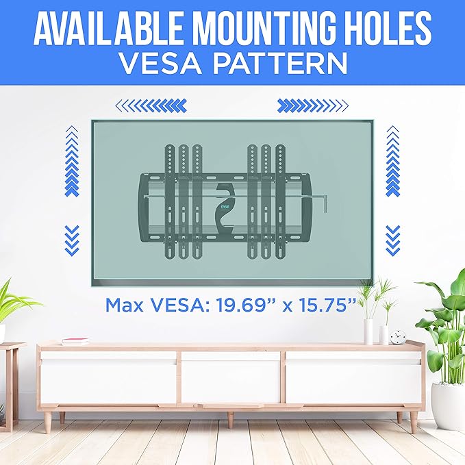 Pyle Tilting Wall Mount - Heavy Duty Universal Flat Screen TV Wall Mount - Mounts 26-52" LED/LOLED & Plasma TVs - Medium Tilt, VESA Mounting, 110 lbs Weight Capacity PYWM24