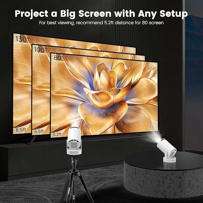 Mini Projector with WiFi and Bluetooth, Portable Projector 4k 1080P Support 5w Sound Base Speaker, 170 ANSI, Android 11, Auto Vertical Keystone Smart Proyector for Home Bedroom Outdoor, HY300 Ultra