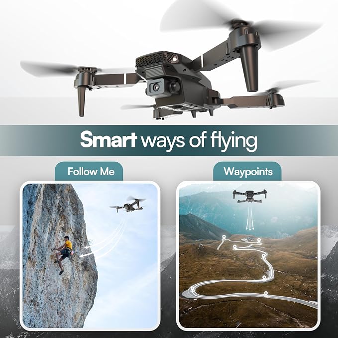 Falcon X 4K Drone with Built-In Screen Remote, Foldable FPV Quadcopter with Wide-Angle Camera, Carrying Case & 3 Batteries – Easy-to-Fly Drone for Beginners