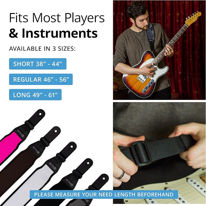 KLIQ AirCell Guitar Strap for Bass & Electric Guitar with 3" Wide Neoprene Pad and Adjustable Length