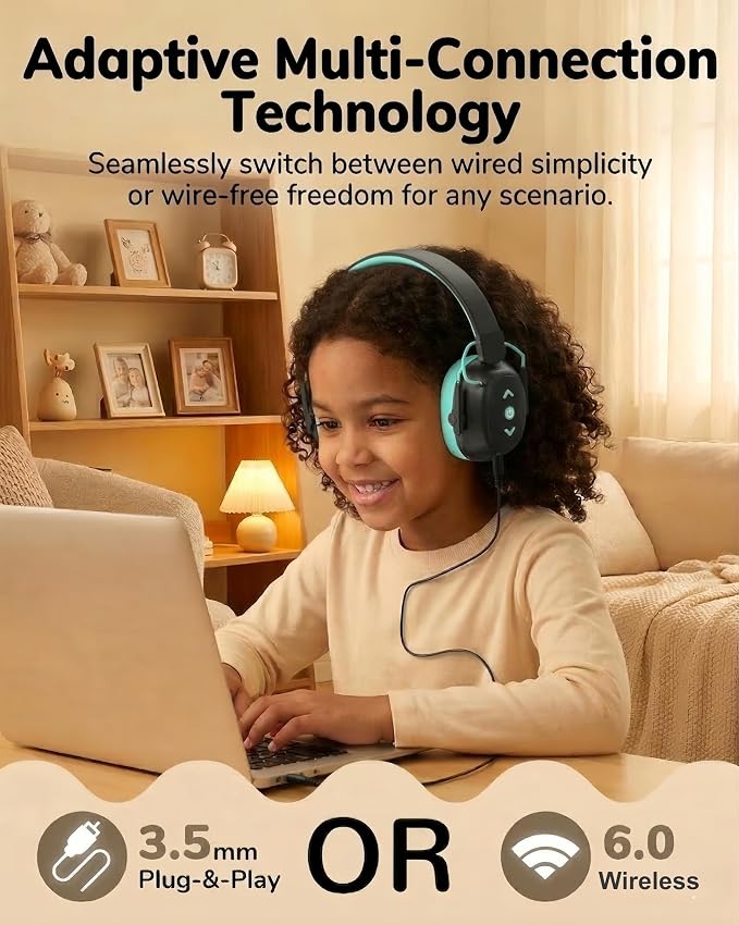 Kids Bluetooth 6.0 Safety Earmuff for Kids, 29dB SNR Noise Cancelling Headphones with 94dB Lock Noise Reduction, 80H Playtime, Hearing Protection for Autism, Travel, Monster Jam, Black