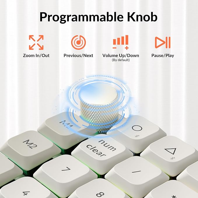 Keychron K0 Max QMK Wireless Custom Number Low-Profile RGB Backlit (Hot-Swappable) Banana Switch Keypad, 2.4 GHz & Bluetooth 5.3 Connection, 1000Hz Polling Rate - Retro Version