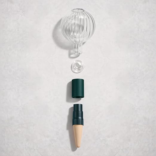 Soilagua 12 oz Plant Watering Globes Top Fill, Clear Glass Water Bulbs with Terracotta Spikes Stake, Vacation Slow Release Self Watering Planter Insert, Automatic Drip Device, 2 Pack