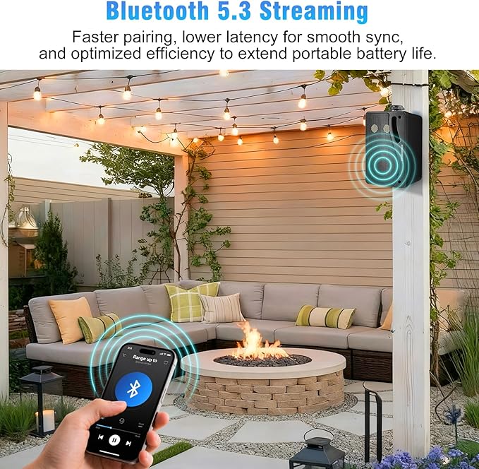 STUDIOFINIX 3.5" Outdoor Bluetooth Speakers Wired Waterproof, 400W 3 Way Upgrade Premium Wall Mount Speakers, Durable Mountable Loud Sound System for Patio Indoor Deck Garage (Black 2 Pairs)
