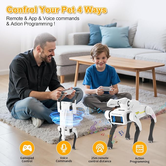 Smart Robot Dog 3 in 1- Interactive STEM Pet with Voice Control, 30+ Actions & APP Programming, Durable Design for Kids Age 6+ (Compatible with iOS/Android)