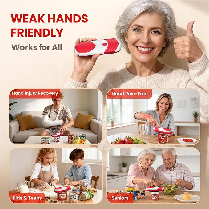 Electric Can Opener, Automatic Rechargeable Can Openers with One-Touch Smooth Edge & Magnetic Lid - Hands-Free Easy-Grip Opener for Seniors with Arthritis and Most Cans
