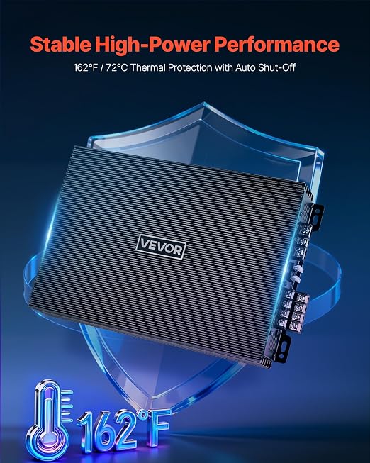 VEVOR 4 Channel Car Audio Amplifier 2 Ohm Stable Bridgeable Class A/B Full Range Amp Max Power 4 x 200W @ 4 Ohm / 4 x 400W @ 2 Ohm for Car SUV Truck Off-Road