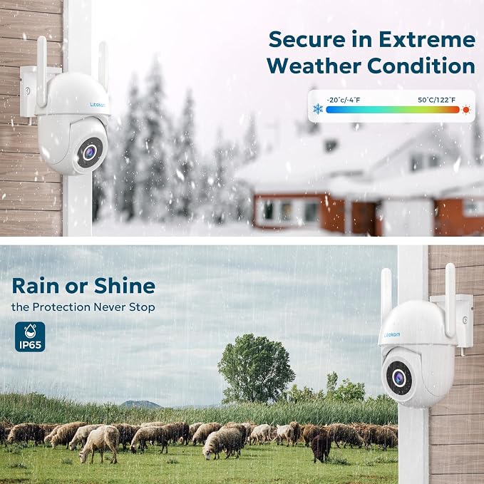 litokam 5MP Security Camera Outdoor, 5G/2.4G WiFi Home Security Camera Outside with Color Night Vision, 360° PTZ Wireless Cam with AI Motion Detection & 2-Way Talk, Support NVR/Alexa