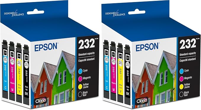 Epson 232 Claria Ink Standard Capacity Black & Color Cartridge Combo Pack (T232120-BCS) Works with Workforce WF-2930,2950 and Expression XP-4200,4205,(Pack of 2)